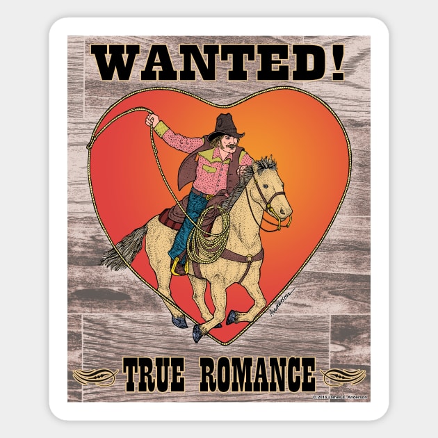 Wanted! True Romance! Sticker by JEAndersonArt